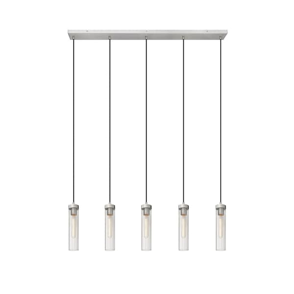 Z-Lite Beau Linear Chandelier, 5-Light, 4.75 In.W x 42 In.L x 12.75 In.H, Brushed Nickel/Clear 740P-5L-BN - main